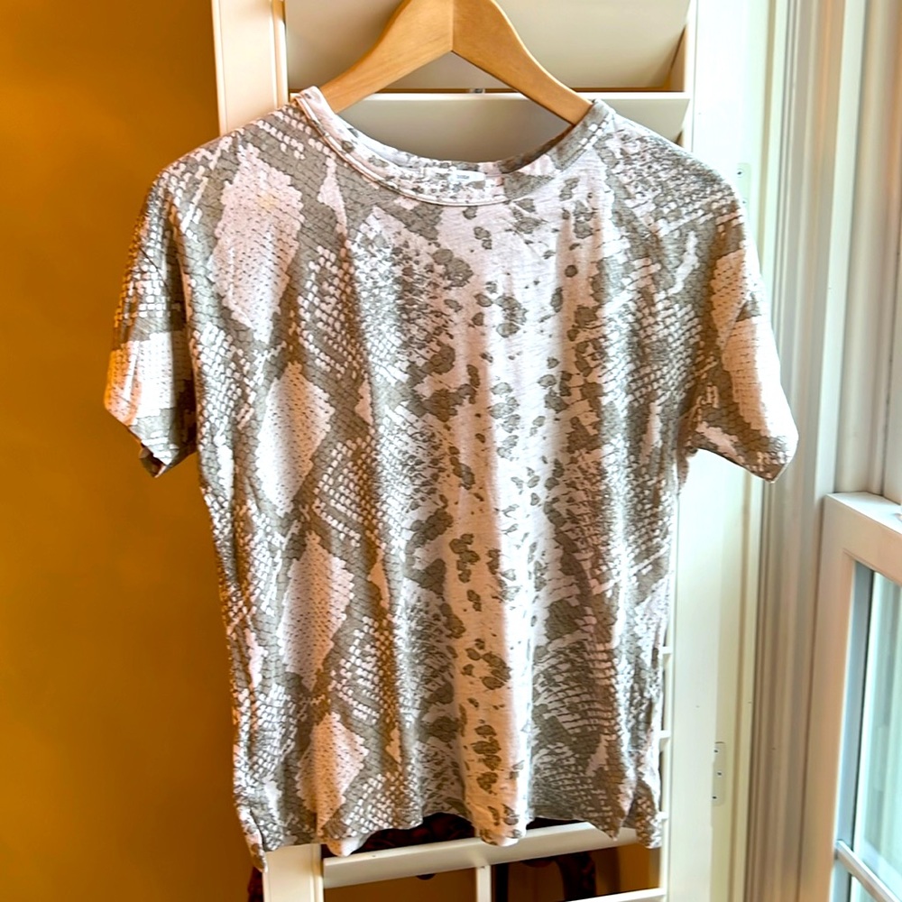EUC Rag & Bone Crop Animal Snakeskin Print SS Tee XS